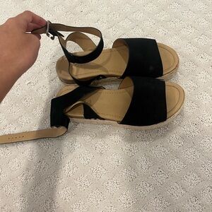 Black platform wedges